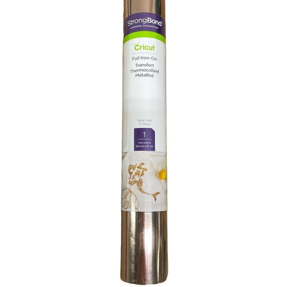 NEW SEALED Cricut ROSE GOLD Strong Bond FOIL IRON-ON Vinyl Rolls 12inX24in